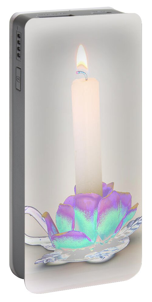 Candle Portable Battery Charger featuring the photograph Candle in Holder by Kae Cheatham