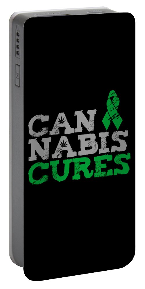 Funny Portable Battery Charger featuring the digital art Cannabis Cures THC 420 CBD by Flippin Sweet Gear