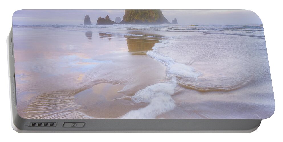 Oregon Portable Battery Charger featuring the photograph Cannon Beach Textures in the Sand by Darren White