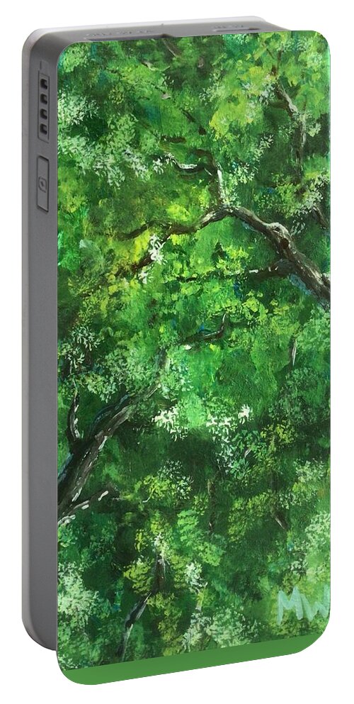 Abstract Portable Battery Charger featuring the painting Canopy by Megan Walsh