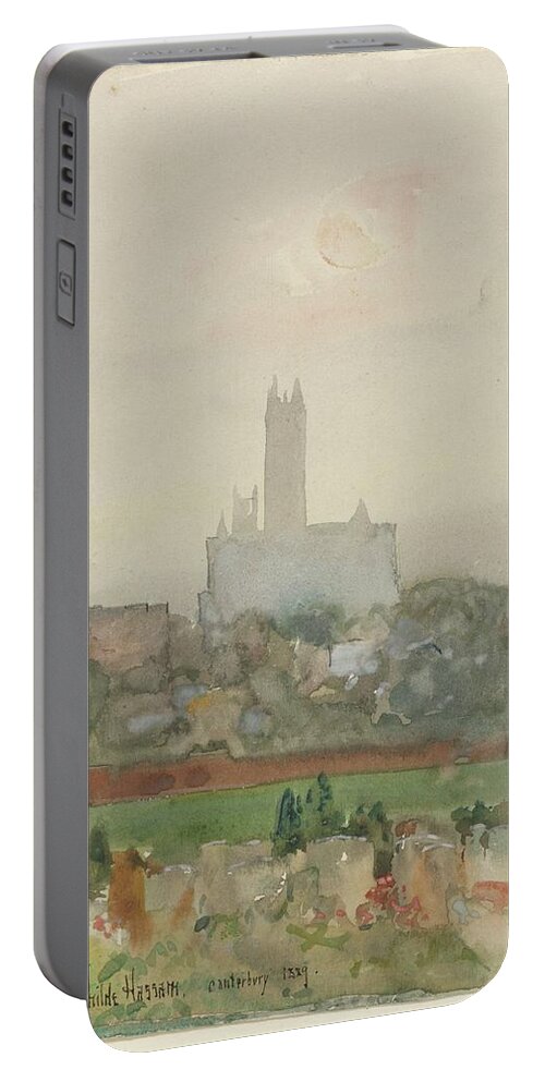 Canterbury Cathedral 1889 Childe Hassam Sketch Portable Battery Charger featuring the painting Canterbury Cathedral 1889 Childe Hassam by MotionAge Designs
