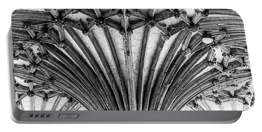 Landmark Portable Battery Charger featuring the photograph Canterbury Cathedral Cloister Ceiling by Shirley Mitchell