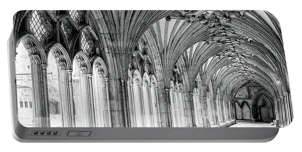 Landmark Portable Battery Charger featuring the photograph Canterbury Cathedral Cloisters 4 by Shirley Mitchell