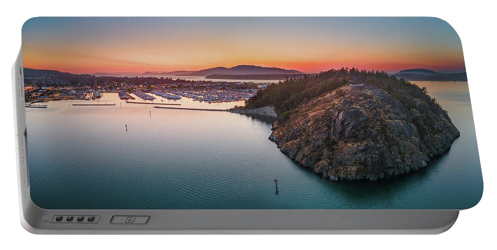 Anacortes Portable Battery Charger featuring the photograph Cap Sante Blue Hour by Michael Rauwolf