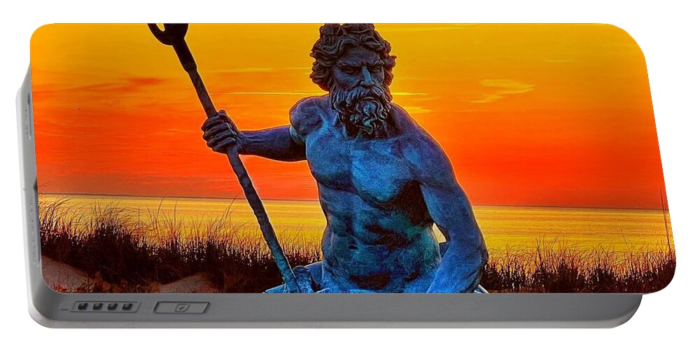 Portable Battery Charger featuring the photograph Cape Charles Neptune at Sunset by Stephen Dorton