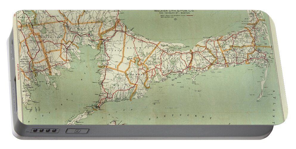 Cape Portable Battery Charger featuring the photograph Cape Cod and Vicinity Historical Map by Toby McGuire