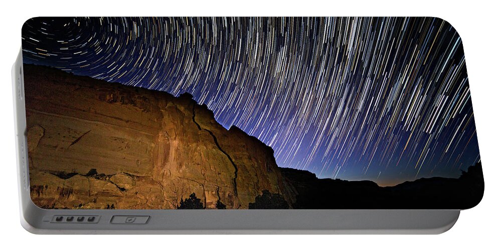 Startrail Portable Battery Charger featuring the photograph Capitol Reef Star Trail by Wesley Aston