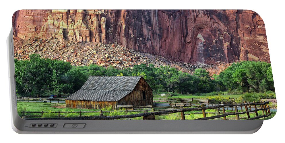 National Park Portable Battery Charger featuring the photograph Gifford Barn Capitol Reef by Tricia Marchlik