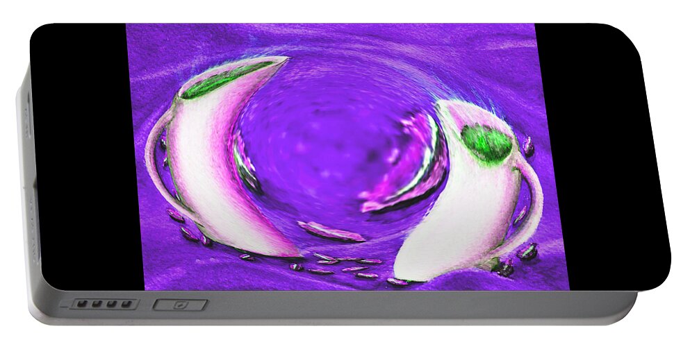 Abstract Portable Battery Charger featuring the digital art Cappuccino Tango - Purple by Ronald Mills