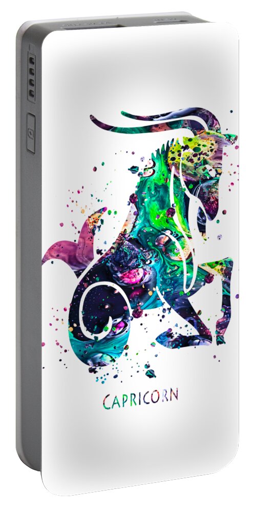 Capricorn Portable Battery Charger featuring the painting Capricorn Zodiac Sign by Zuzi 's