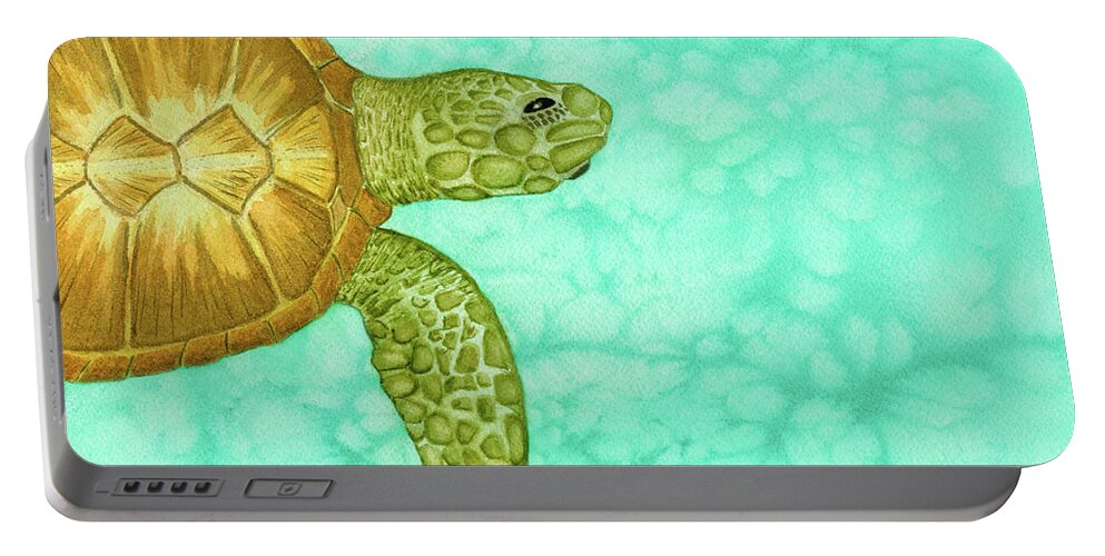Sea Turtle Portable Battery Charger featuring the painting Caribbean Dream Sea Turtle Watercolor by Deborah League