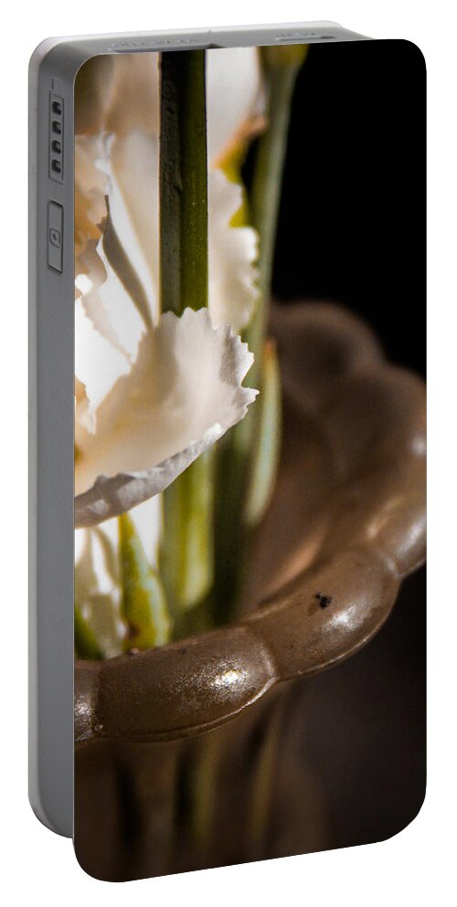 Vase Portable Battery Charger featuring the photograph Carnation and Vase by W Craig Photography