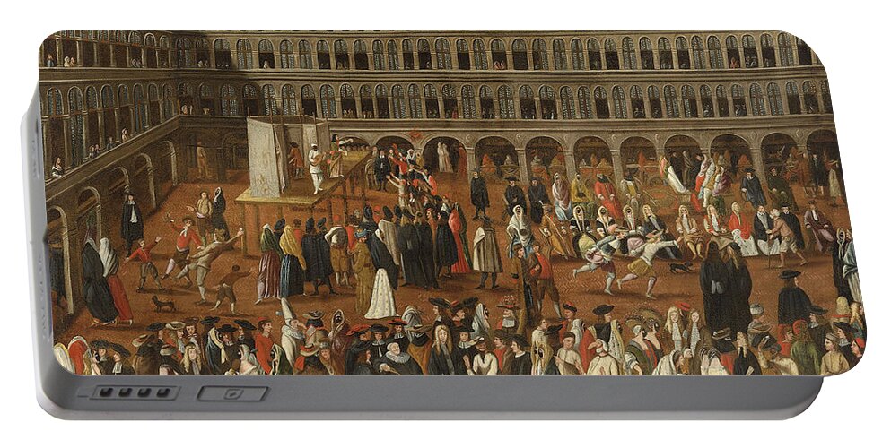 Venetian School Portable Battery Charger featuring the painting Carnival in Piazza San Marco, Venice by Venetian School