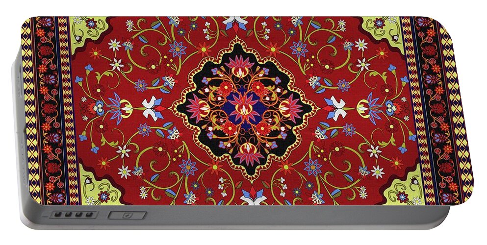 Carpet Portable Battery Charger featuring the digital art Carpet-10 by Mehran Akhzari