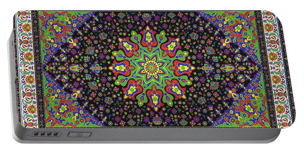 Colors Portable Battery Charger featuring the digital art Carpet- 46 by Mehran Akhzari