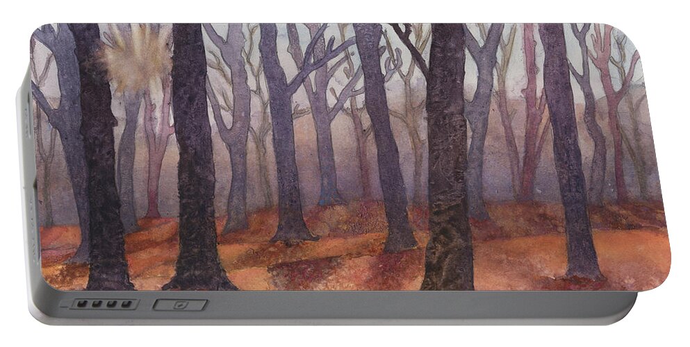 Tree Painting Portable Battery Charger featuring the painting Carpet of Gold by Anne Gifford