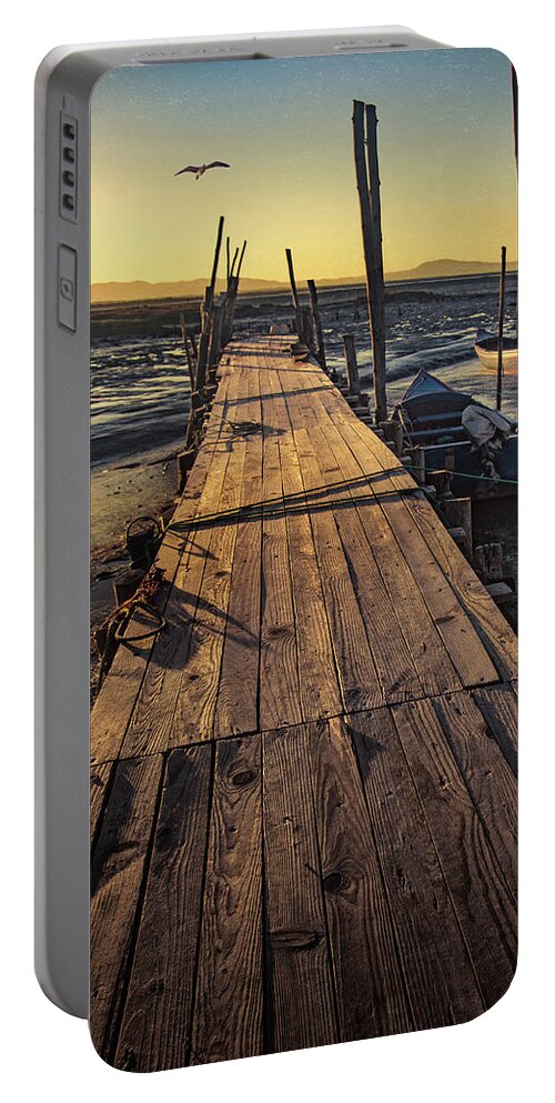 Fishing Portable Battery Charger featuring the photograph Carrasqueira Pier by Carlos Caetano