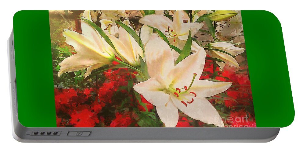 Casa Blanca Lilies Portable Battery Charger featuring the photograph Casa Blanca Lilies in Golden Light by Sea Change Vibes