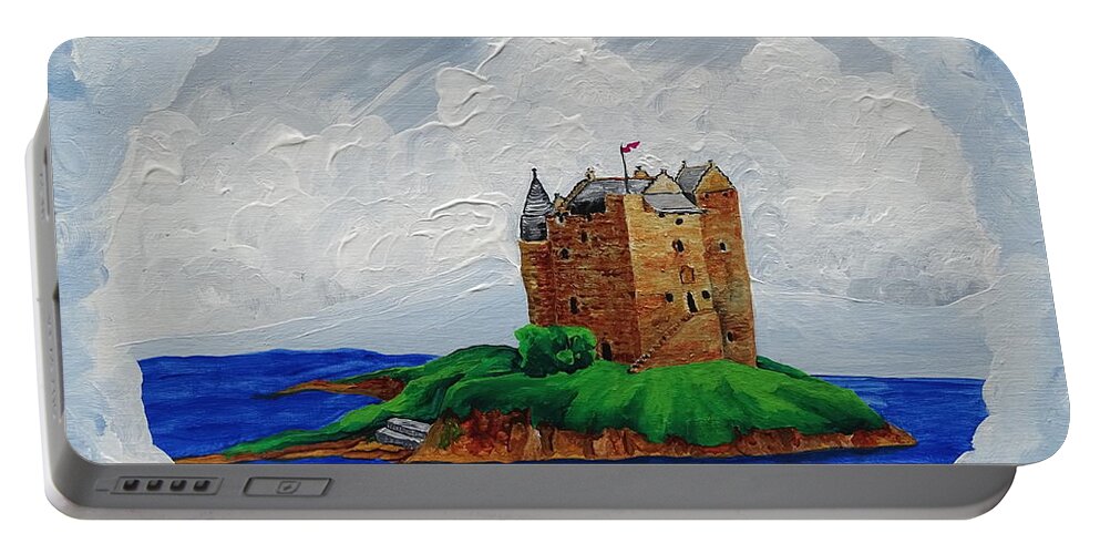 Castle Stalker Portable Battery Charger featuring the painting Castle Stalker by Teresamarie Yawn