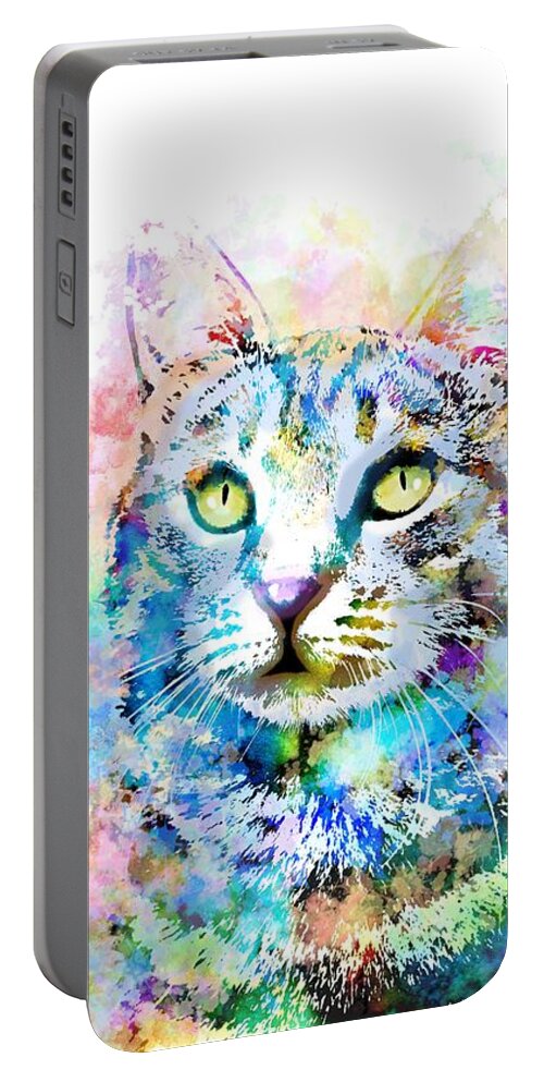 Cat Portable Battery Charger featuring the digital art Cat 674 by Lucie Dumas