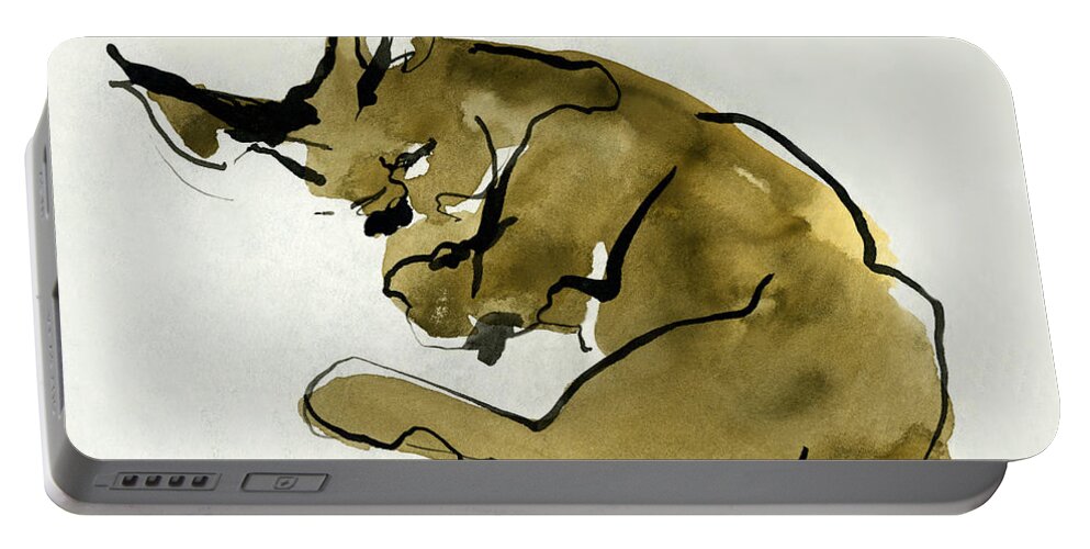 Domestic Portable Battery Charger featuring the painting Cat Nap 3 by Shirley Heyn