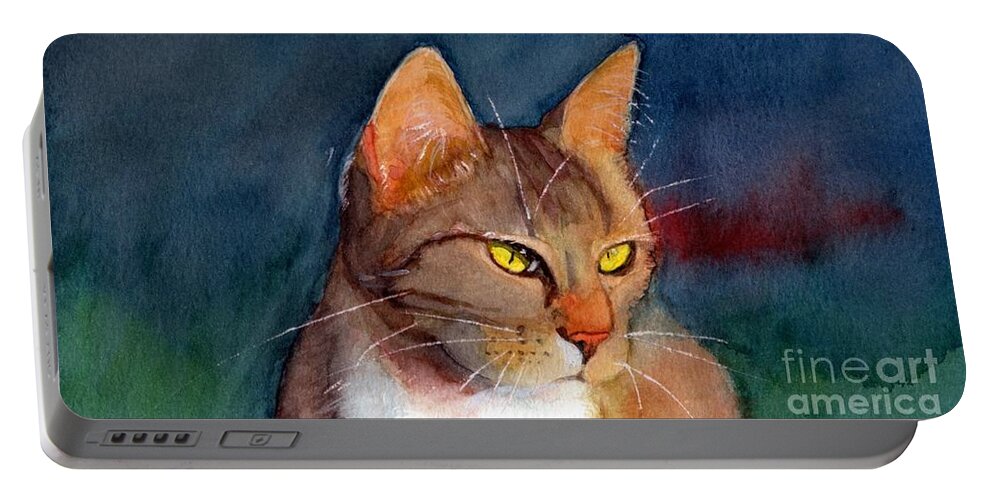 Cat Portable Battery Charger featuring the painting Cat Whiskers by Vicki B Littell