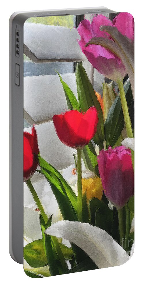 Tulips Portable Battery Charger featuring the photograph Catching the Morning Light by Brian Watt