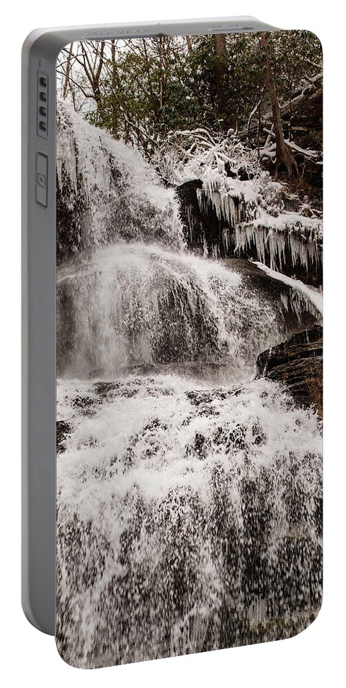 Waterfall Portable Battery Charger featuring the photograph Cathedral falls top winter 2 by Flees Photos