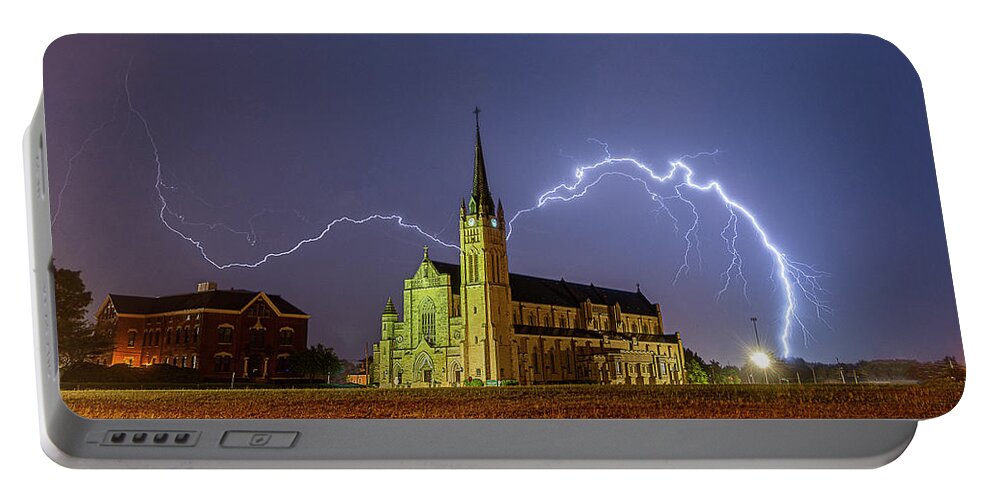 Church Portable Battery Charger featuring the photograph Cathedral Lightning by Marcus Hustedde