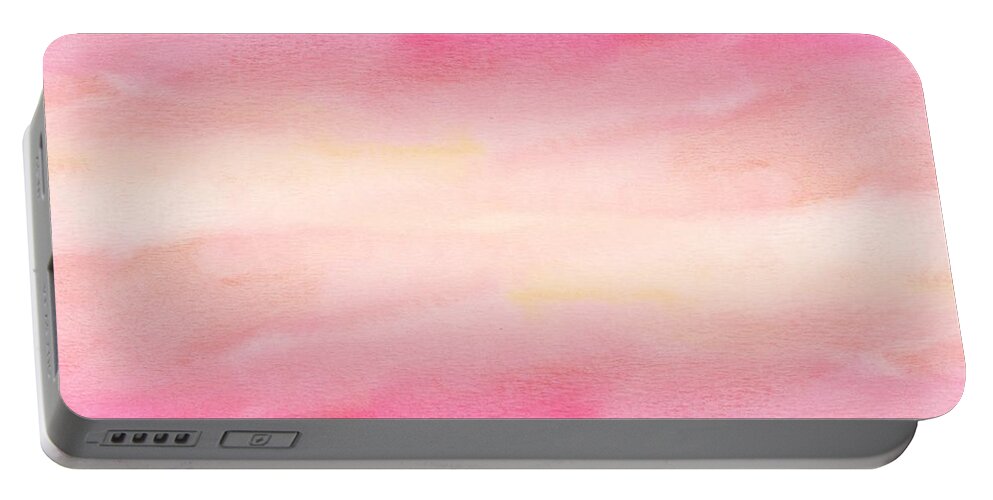Watercolor Portable Battery Charger featuring the digital art Cavani - Artistic Colorful Abstract Pink Watercolor Painting Digital Art by Sambel Pedes