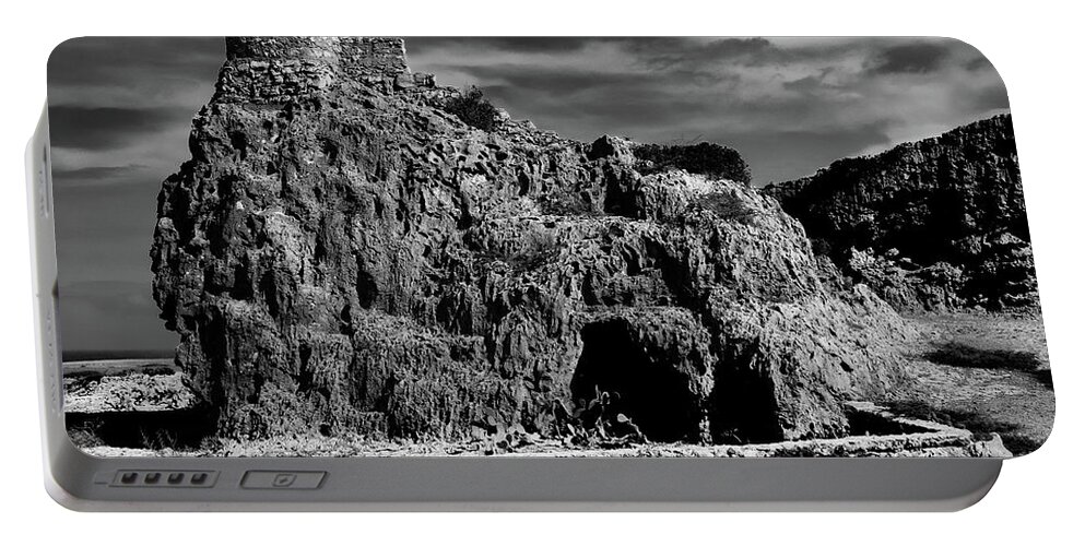 Cave Portable Battery Charger featuring the photograph Cave in BW by Pam Rendall