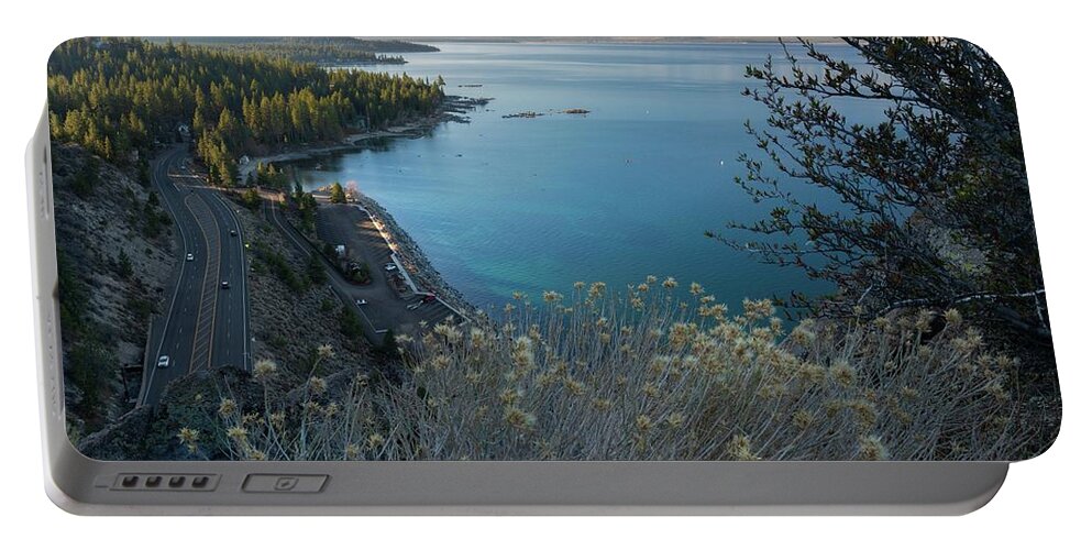 Tahoe Portable Battery Charger featuring the photograph Cave Rock by Devin Wilson