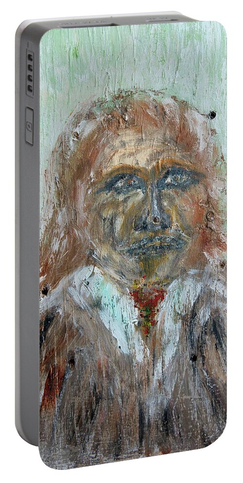  Portable Battery Charger featuring the painting Caveman by David McCready