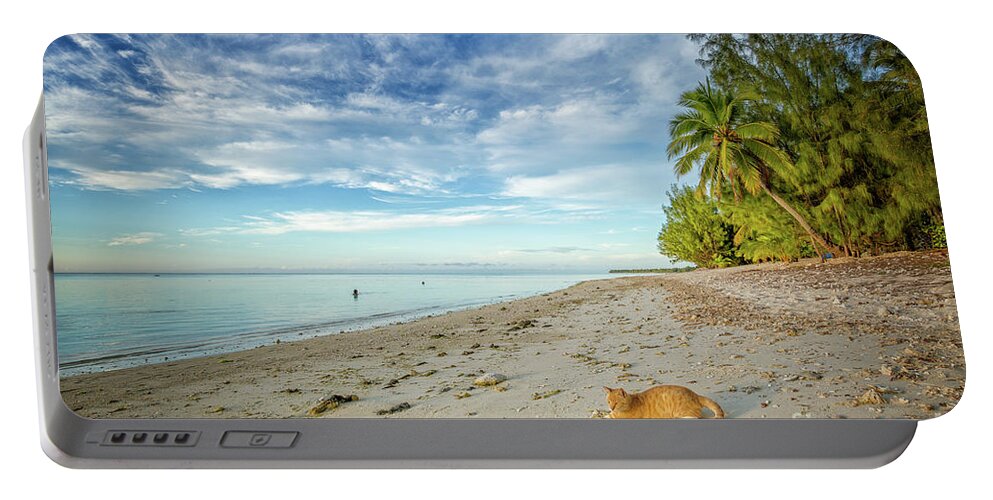 Cat Portable Battery Charger featuring the photograph CeCe the Beach Cat by Becqi Sherman