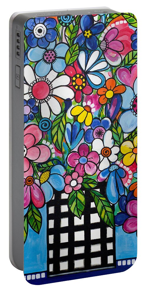 Bouquet Portable Battery Charger featuring the painting Celebration in a Vase by Beth Ann Scott