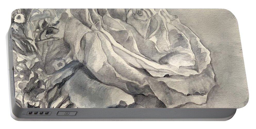 White Rose Portable Battery Charger featuring the painting Celebration of Life by Juliette Becker