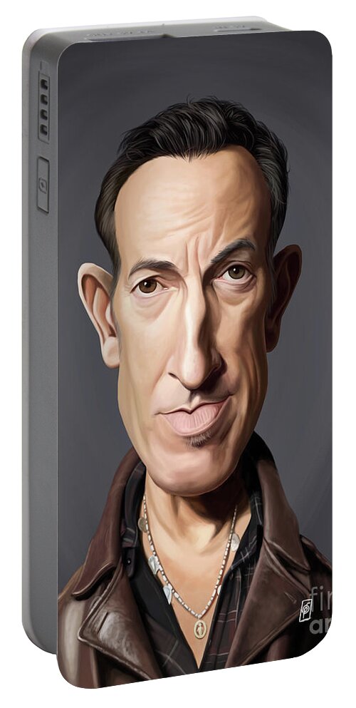 Illustration Portable Battery Charger featuring the digital art Celebrity Sunday - Bruce Springsteen by Rob Snow