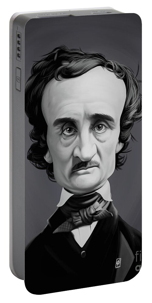 Illustration Portable Battery Charger featuring the digital art Celebrity Sunday - Edgar Allen Poe by Rob Snow