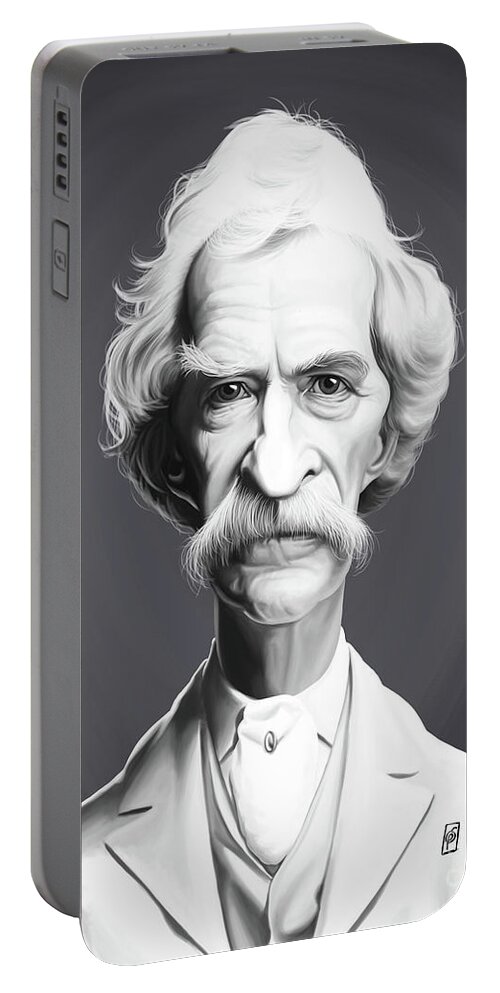 Illustration Portable Battery Charger featuring the digital art Celebrity Sunday - Mark Twain by Rob Snow