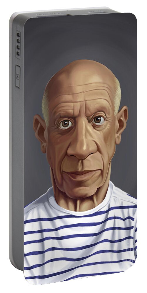 Illustration Portable Battery Charger featuring the digital art Celebrity Sunday - Pablo Picasso by Rob Snow