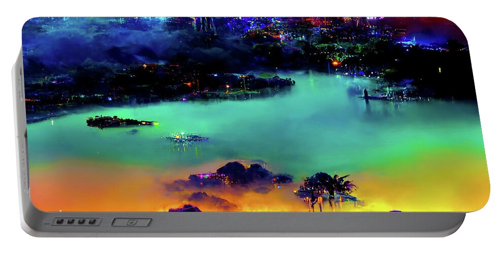 Futuristic City Portable Battery Charger featuring the digital art Celestial City 40 by DC Langer