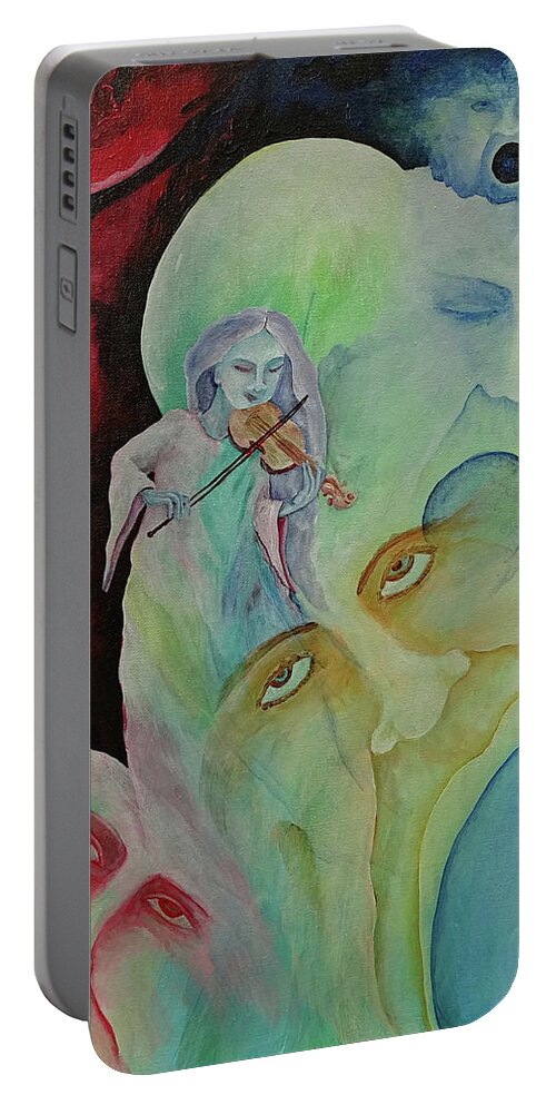 Celestial Portable Battery Charger featuring the painting Celestial Harmony by Teresamarie Yawn