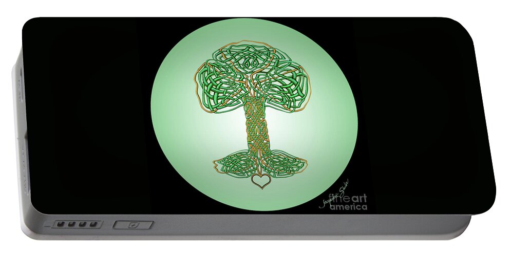 Celtic Portable Battery Charger featuring the digital art Celtic Tree of LIfe by Jacqueline Shuler