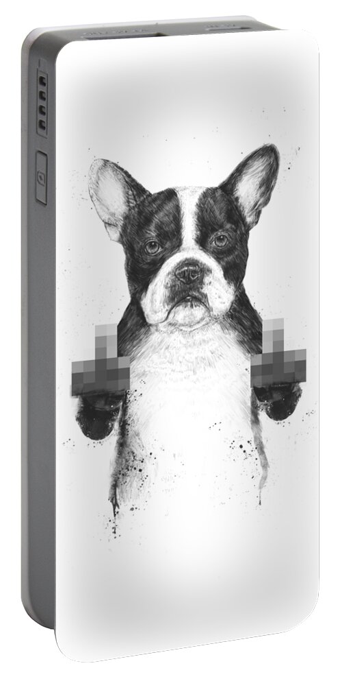 Dog Portable Battery Charger featuring the mixed media Censored dog by Balazs Solti
