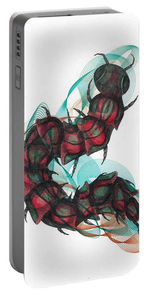 Centipede Portable Battery Charger featuring the mixed media Centipede by Teresamarie Yawn