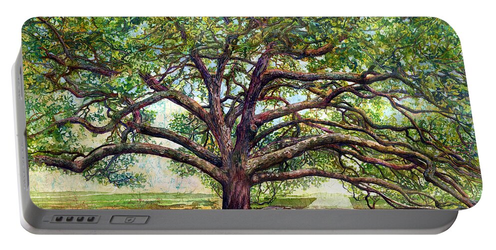 Oak Portable Battery Charger featuring the painting Century Tree by Hailey E Herrera