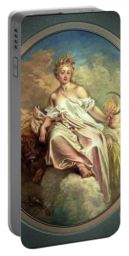 Ceres Portable Battery Charger featuring the painting Ceres by Antoine Watteau Old Masters Reproduction by Rolando Burbon