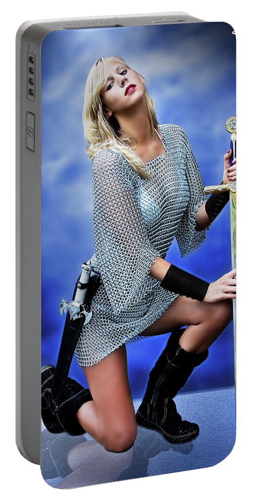 Fantasy Portable Battery Charger featuring the photograph Chain Shirt Warrior by Jon Volden
