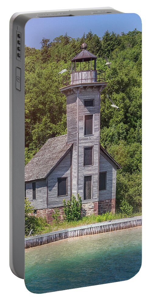 Channel Lighthouse Portable Battery Charger featuring the photograph Channel Lighthouse, Michigan by Patti Deters