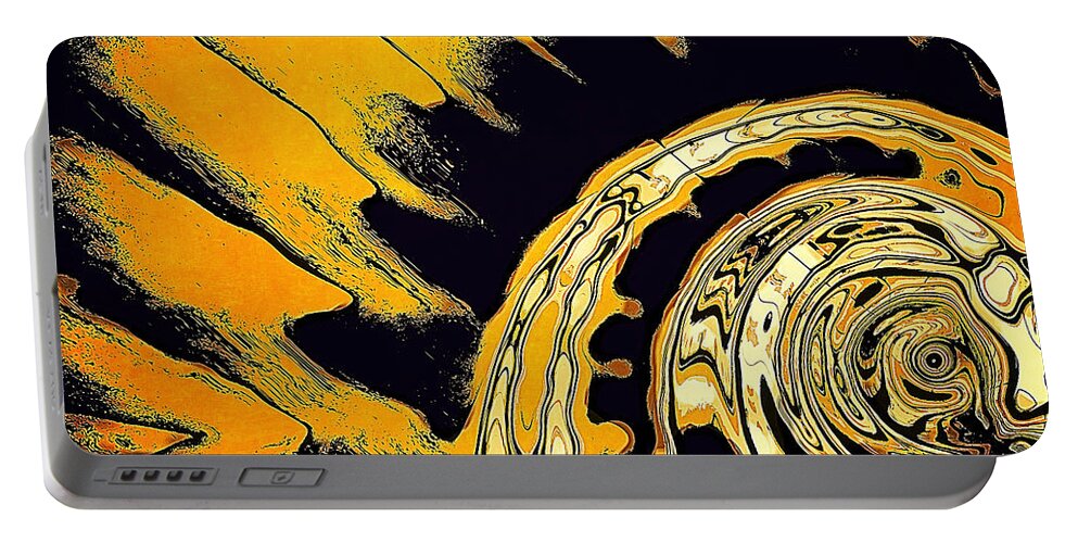 Orange Portable Battery Charger featuring the digital art Chaotic Orange Abstract by Phil Perkins
